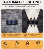 SET 3+1! LAMPI SOLARE BIDIRECTIONALE CU LUMINA SUS - JOS , 8 LED LUMINA ALB CALD SI RECE
