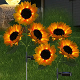 Set 4x Lămpi Solare LED pentru Grădină tip Floarea Soarelui, 10 Micro-LED-uri pe Floare, Înălțime 70 cm, Rezistente la Intemperii, IP65
