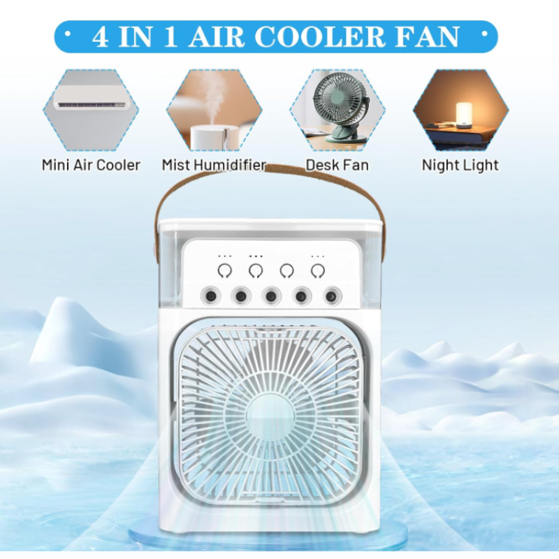 Ventilator portabil 3 1n 1 racorire umidificare si iluminare in 7 culori