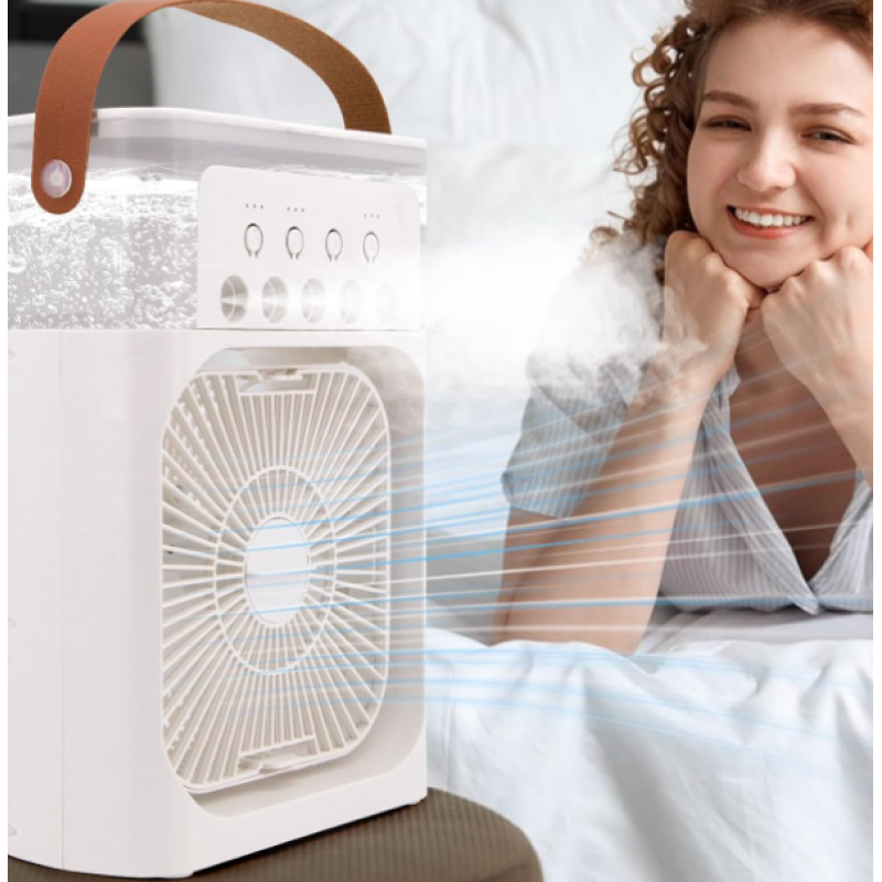 Ventilator portabil 3 1n 1 racorire umidificare si iluminare in 7 culori