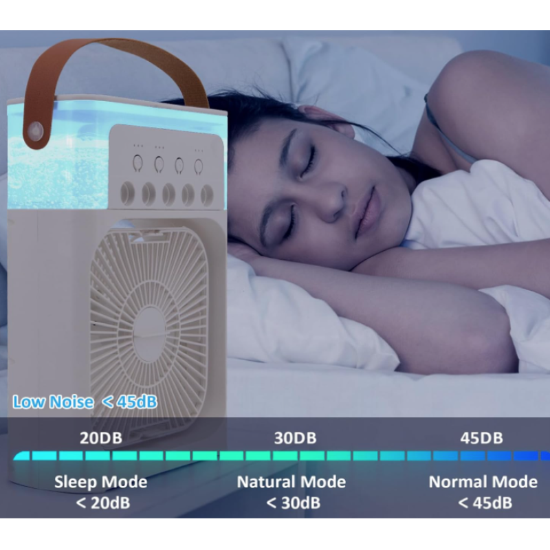 Ventilator portabil 3 1n 1 racorire umidificare si iluminare in 7 culori