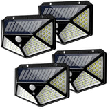 Set 4 x Lampa 100 LED cu panou solar, senzor de miscare + CADOU Lanterna profesionala de cap reglabil