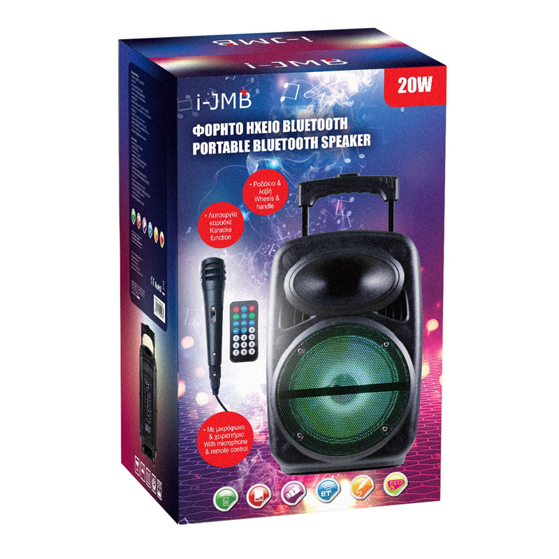 Boxa portabila bluetooth i-JMB, 20 W, USB/TF/FM, 10 m, 3600 mAh, compatibil MP3