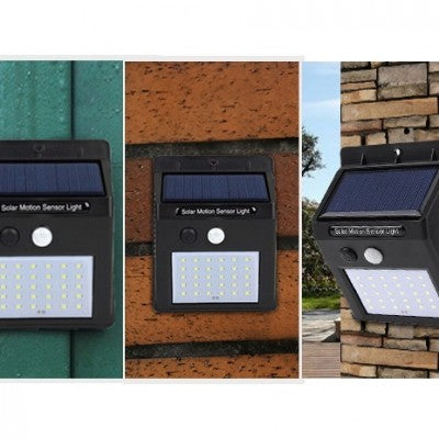 Set 3 lampi solare de perete cu 20 led-uri, senzor de miscare