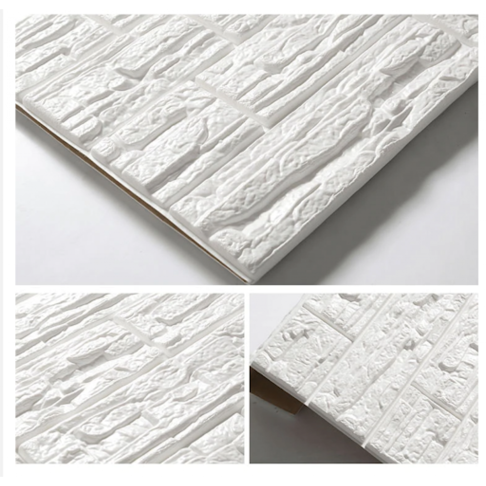 Set 5 bucati tapet 3D caramizi albe, auto-adeziv